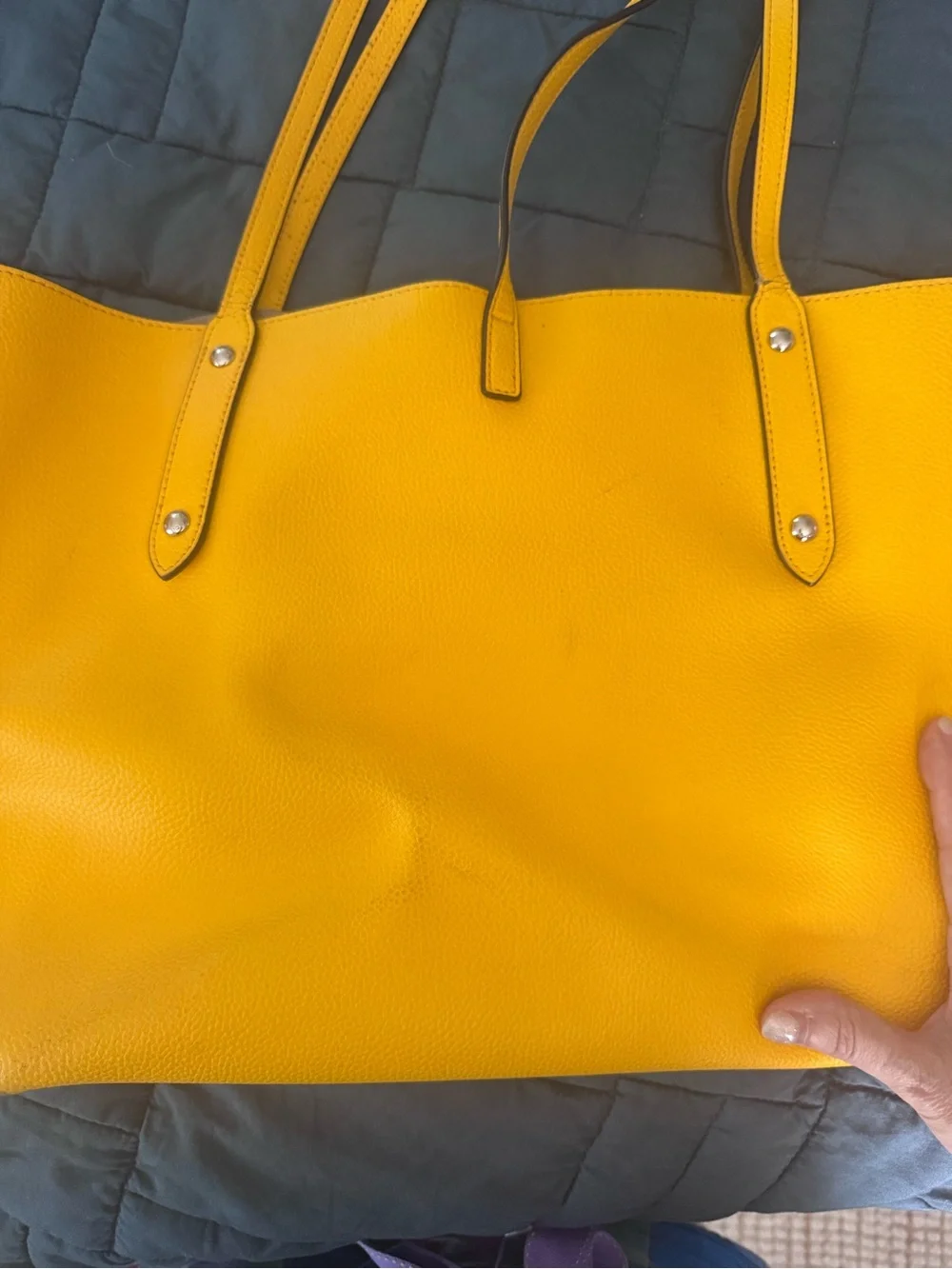 Coach Mustard Yellow Pebbled Leather Tote Bag Purse Large